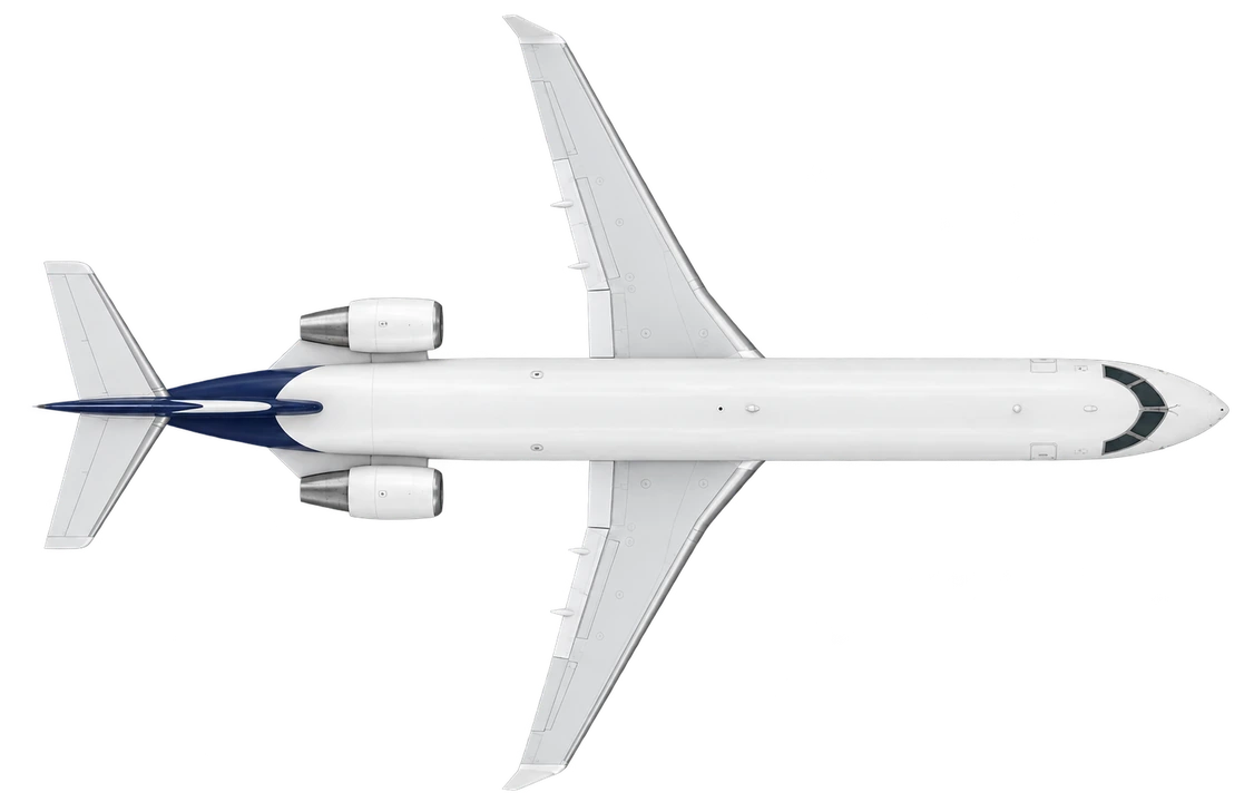Bombardier CRJ200 in Lufthansa CityLine livery, top view