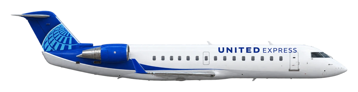 Bombardier CRJ200 in United Airlines livery, side profile