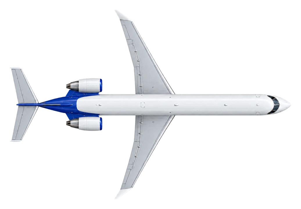 Bombardier CRJ900 in SAS Scandinavian Airlines livery, top view