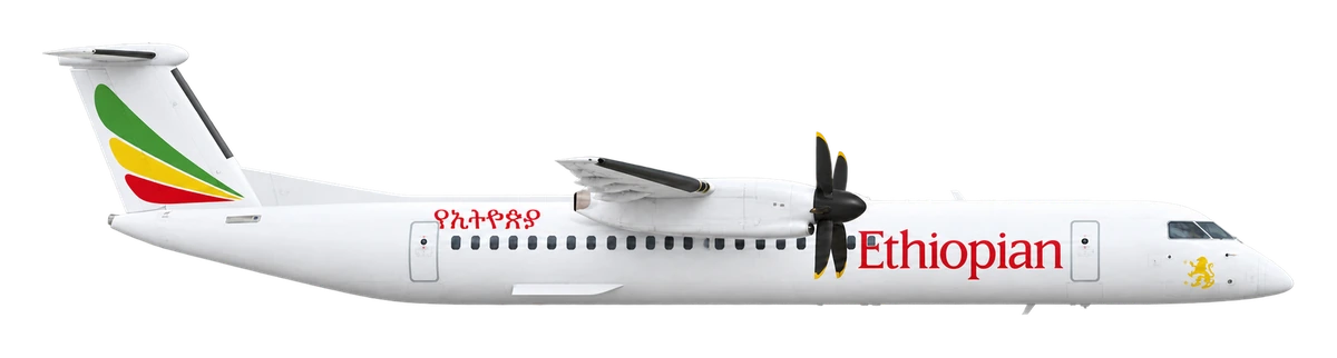 Bombardier Dash 8 Q400 in Ethiopian Airlines livery, side profile