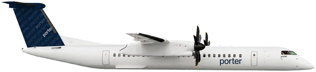 Bombardier Dash 8 Q400 in Porter Airlines livery, side profile