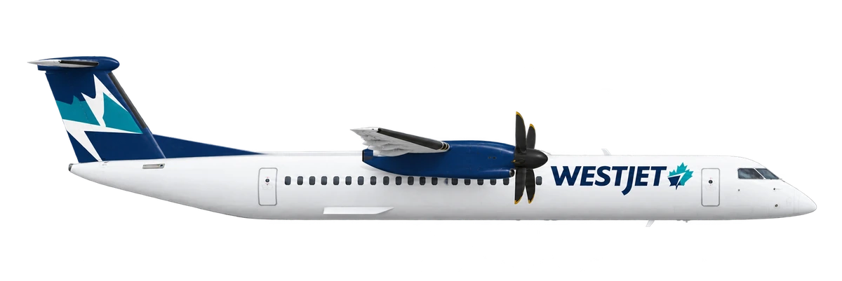Bombardier Dash 8 Q400 in WestJet livery, side profile