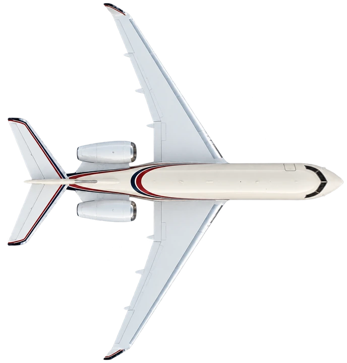 Bombardier Global 5000 in NetJets livery, top view