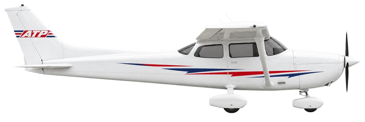 Cessna 172 in ATP Flight School livery, side profile