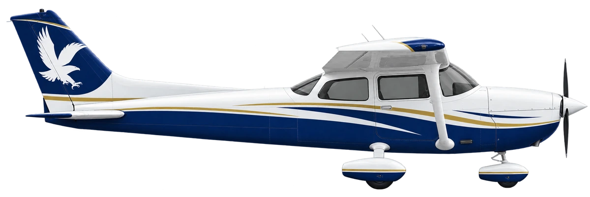 Cessna 172 in Embry-Riddle Aeronautical University livery, side profile