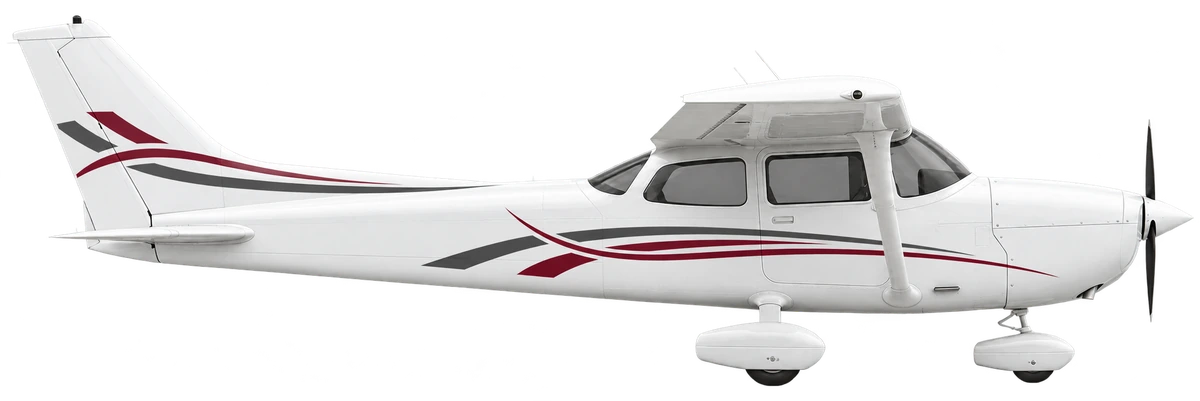 Cessna 172 in Rainier Flight Service livery, side profile