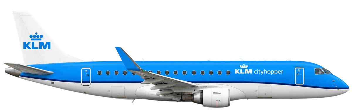 Embraer E175 in KLM Royal Dutch Airlines livery, side profile