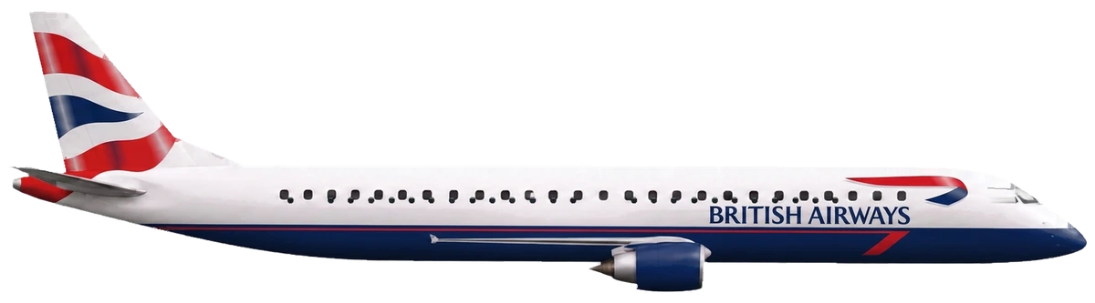 Embraer E190 in British Airways livery, side profile