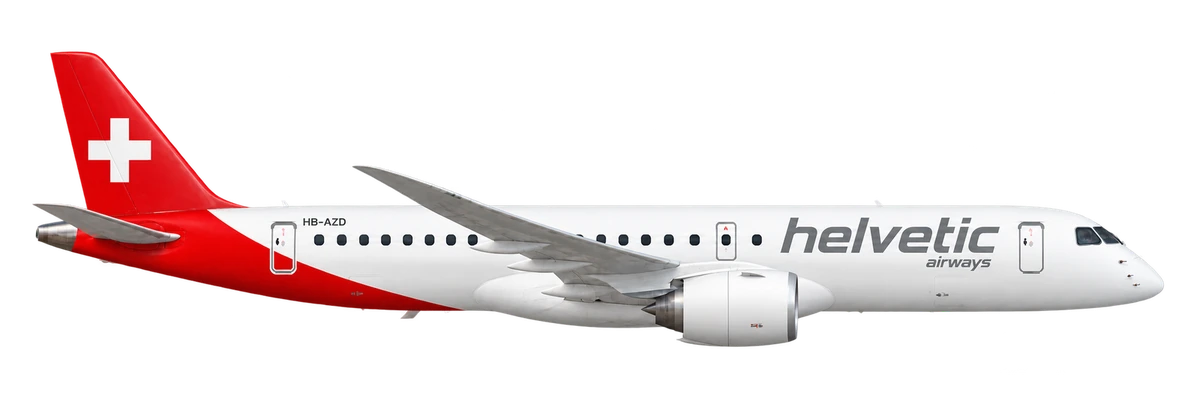 Embraer E190-E2 in Helvetic Airways livery, side profile
