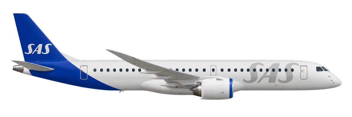 Embraer E190-E2 in SAS Scandinavian Airlines livery, side profile