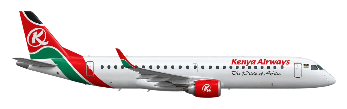 Embraer E190 in Kenya Airways livery, side profile