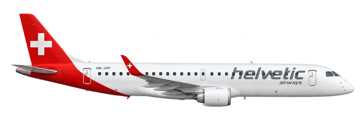 Embraer E190 in Helvetic Airways livery, side profile