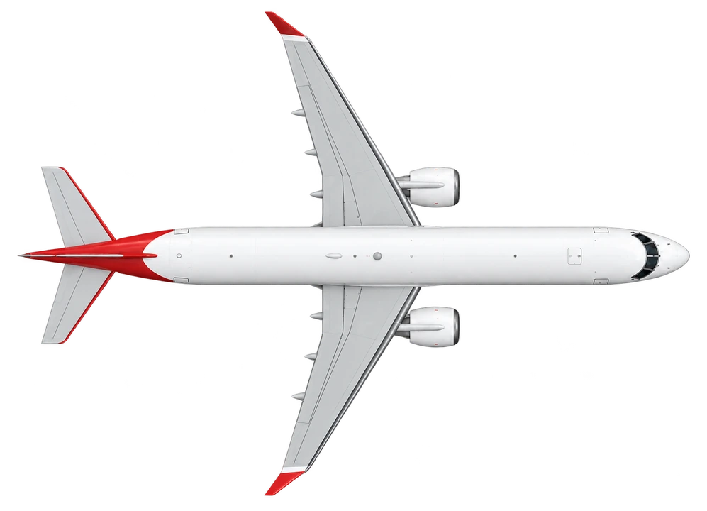 Embraer E190 in Helvetic Airways livery, top view