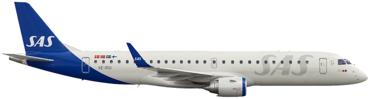 Embraer E190 in SAS Scandinavian Airlines livery, side profile