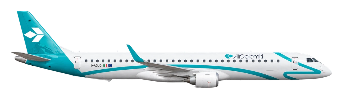 Embraer E195 in Air Dolomiti livery, side profile