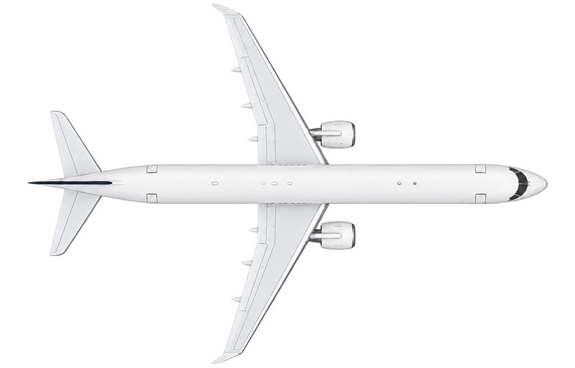 Embraer E195 in Lufthansa livery, top view