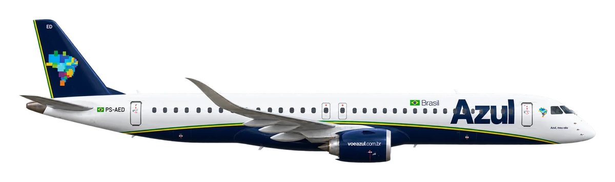 Embraer E195-E2 in Azul livery, side profile