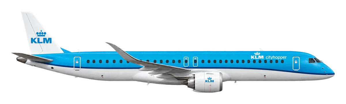 Embraer E195-E2 in KLM Royal Dutch Airlines livery, side profile