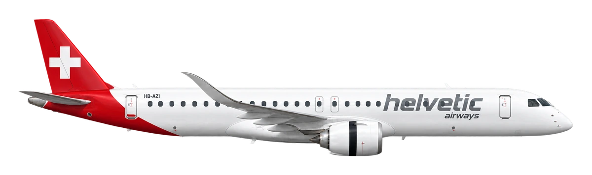Embraer E195-E2 in Helvetic Airways livery, side profile