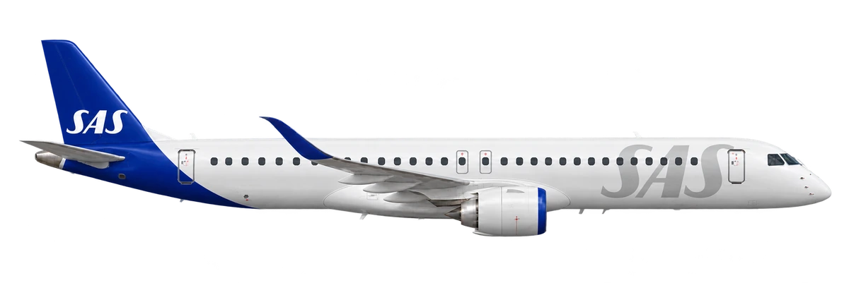 Embraer E195-E2 in SAS Scandinavian Airlines livery, side profile