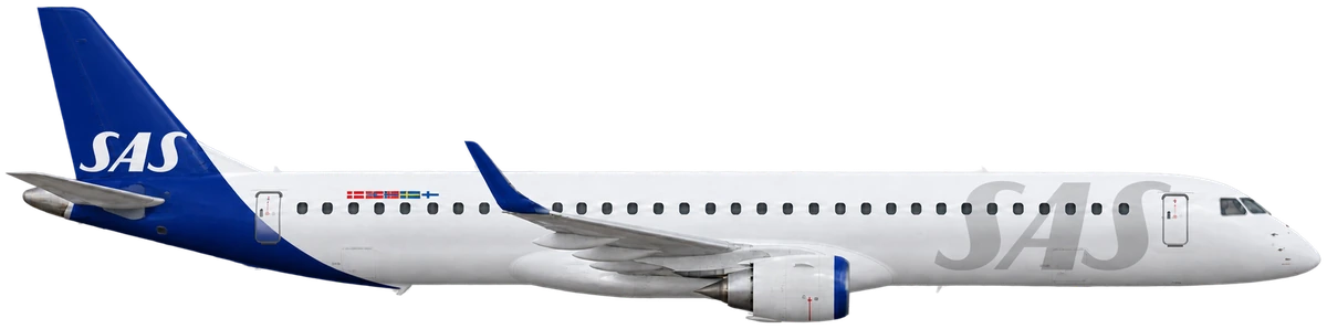 Embraer E195 in SAS Scandinavian Airlines livery, side profile