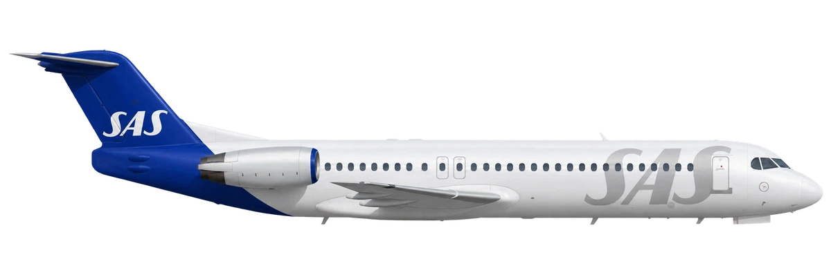 Fokker 100 in SAS Scandinavian Airlines livery, side profile