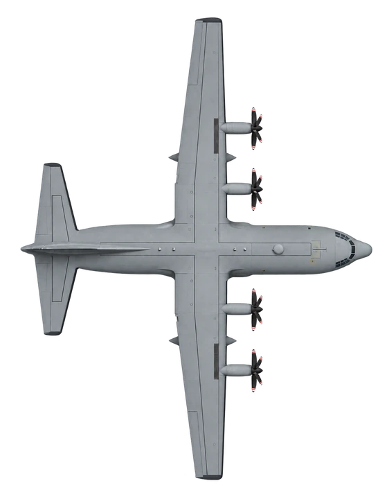 Lockheed C-130J Super Hercules, top view