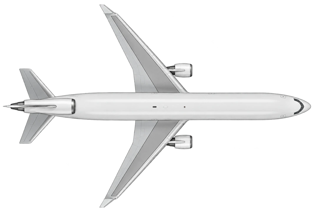 McDonnell Douglas MD-11 in Qatar Airways livery, top view