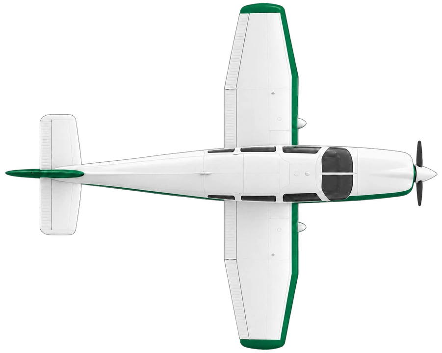 Piper PA-28 Cherokee in University of North Dakota livery, top view