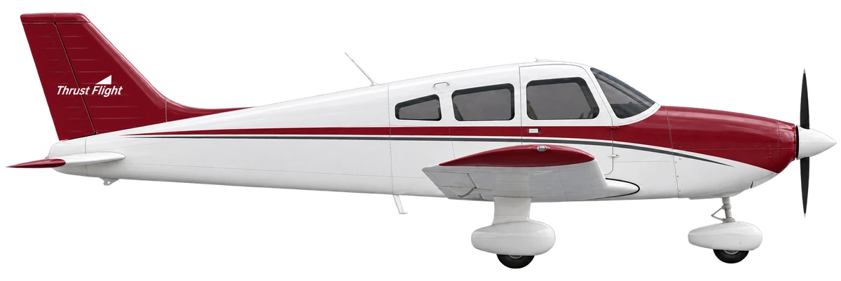 Piper PA-28 Cherokee in Thrust Flight livery, side profile
