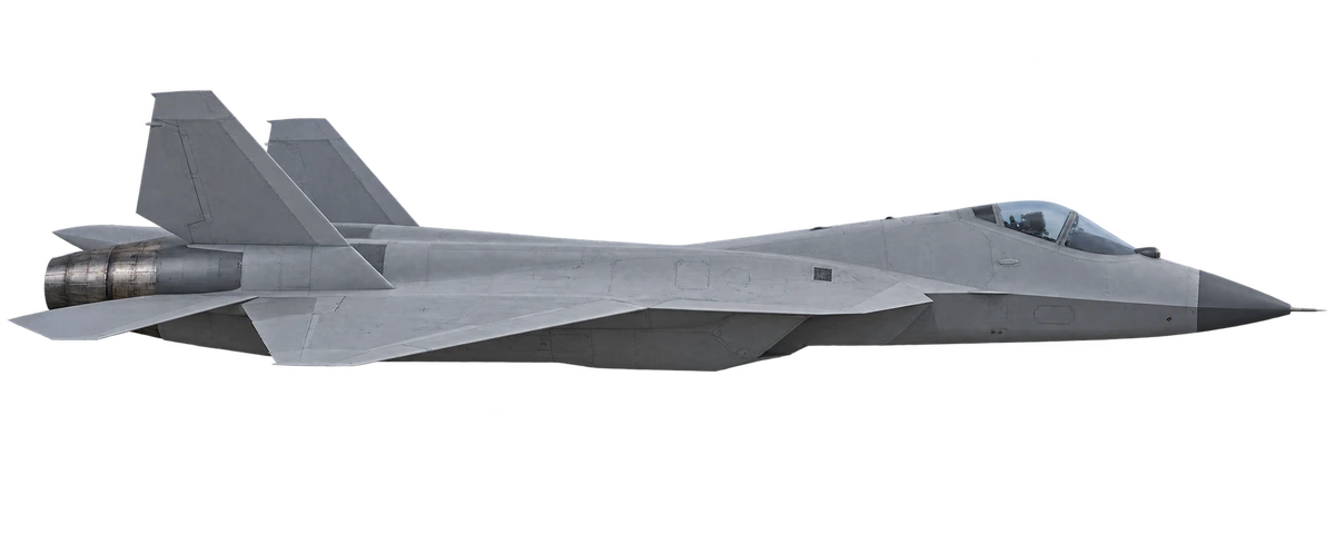 Sukhoi Su-57 (production series; Su-57E published specifications), side profile